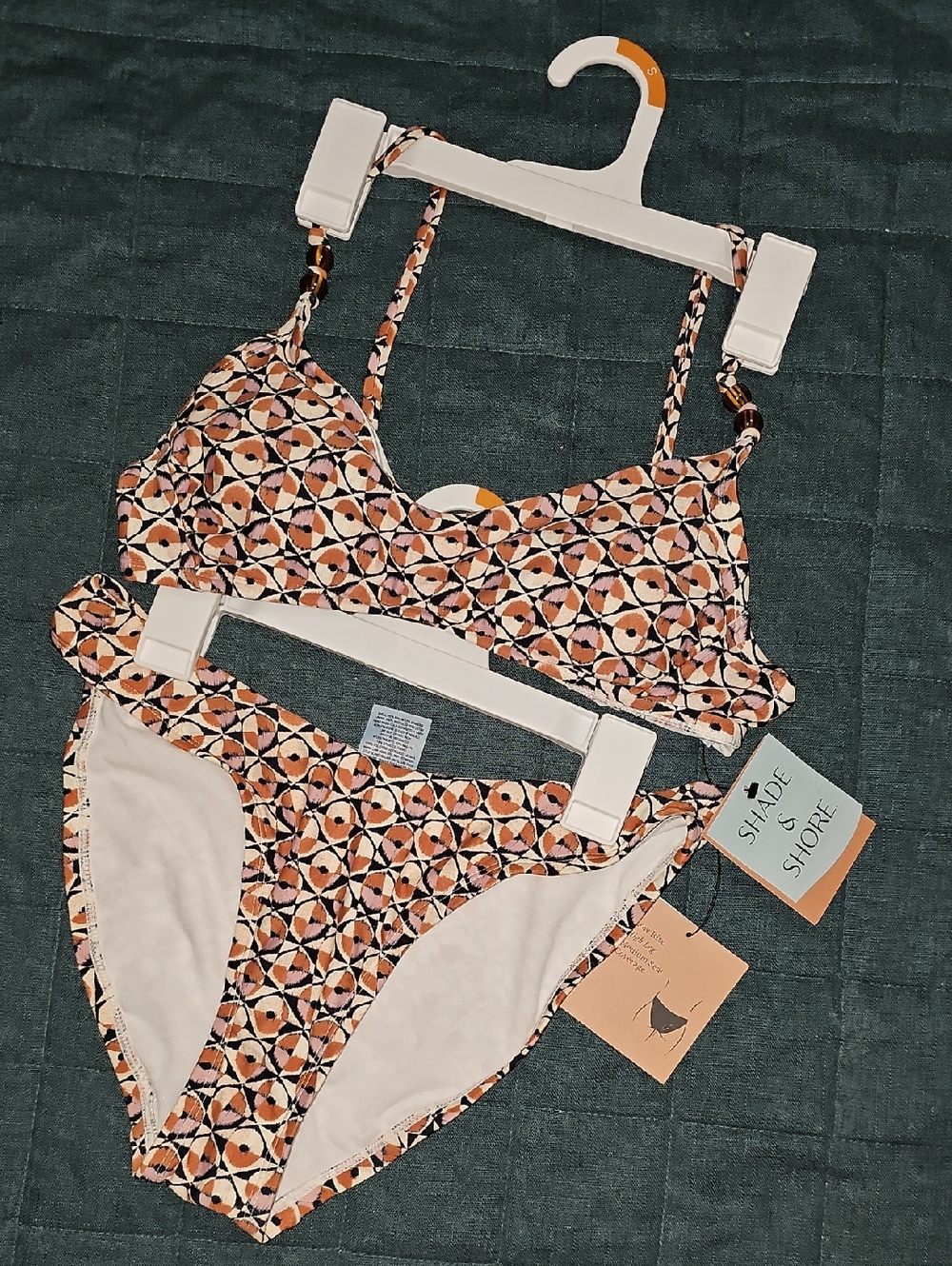 Shade & Shore Peach Pink Geometric Two-Piece Bikini
